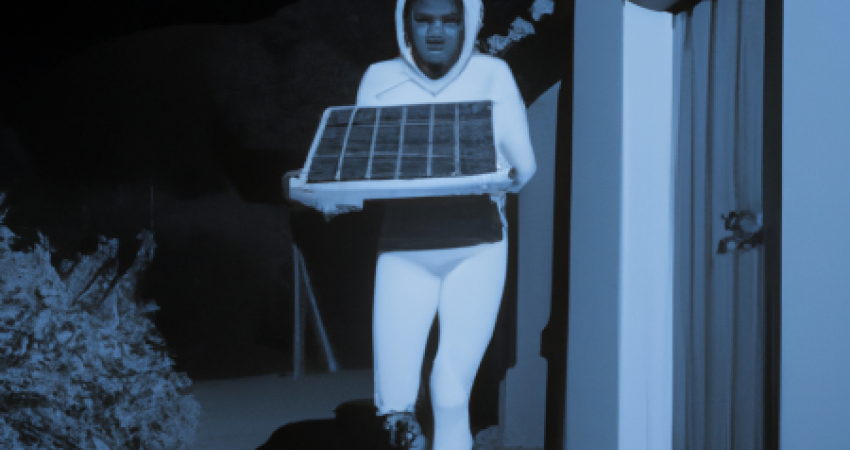 A person is running away with solar pannels